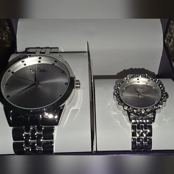 Bob Mackie Silver Mens And Womens Watch Set